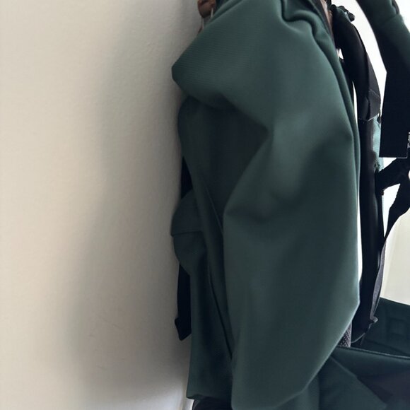 Rare Vintage The North Face Green Ruck Sack Backpack Hiking Bag Leather Trim - Picture 7 of 11